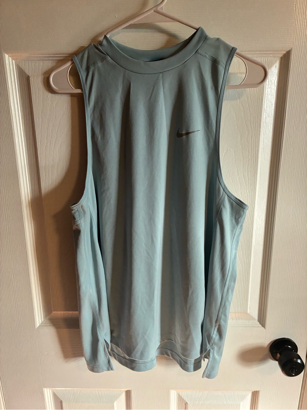 Nike Tank Top Mens L Dri-FIT Running Muscle Tee Blue Sleeveless Shirt Athletic